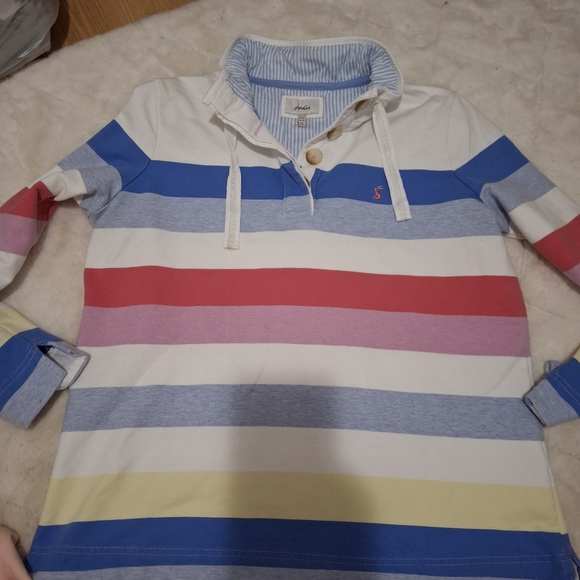 Joules saunton sweatshirt size 14 rainbow stripe top shirt - Picture 2 of 6